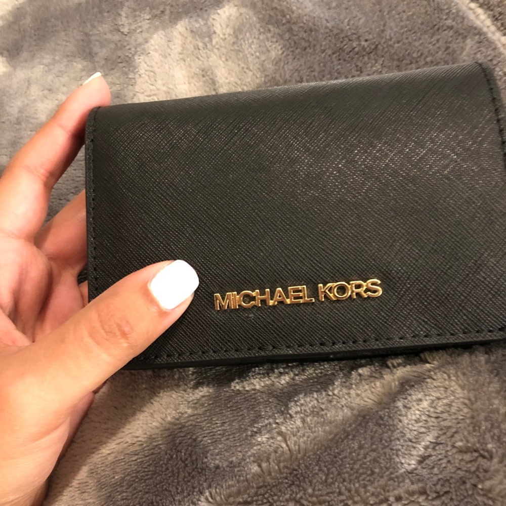 Micheal Kors Jet Set Black Leather Bifold Wallet